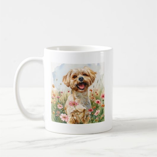 Maltese Watercolor Mug コーヒーマグカップ (左)
