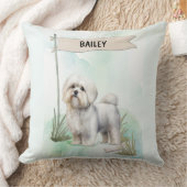 Maltese Watercolor Personalized Dog クッション (ブランケット)