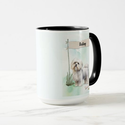 Maltese Watercolor Personalized Dog マグカップ (正面右)