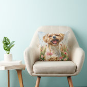 Maltese Watercolor Throw Pillow クッション (椅子)