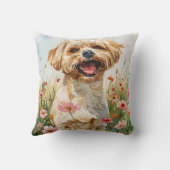 Maltese Watercolor Throw Pillow クッション (裏面)
