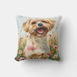 Maltese Watercolor Throw Pillow クッション
