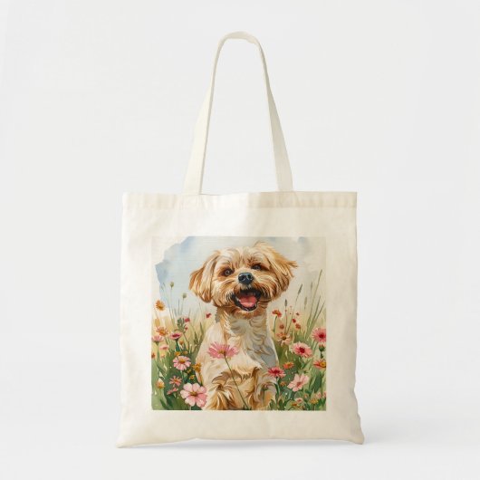 Maltese Watercolor Tote Bag トートバッグ (正面)