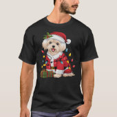 Maltese Xmas Lighting Santa Maltese Dog Christmas Tシャツ (正面)