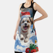 Malti Tzu走 Christmas Hatで雪の中 エプロン (インサイチュ)