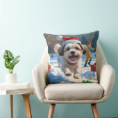 Malti Tzu走 Christmas Hatで雪の中 クッション (椅子)