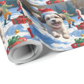 Malti Tzu走 Christmas Hatで雪の中 ラッピングペーパー (ロールコーナー)