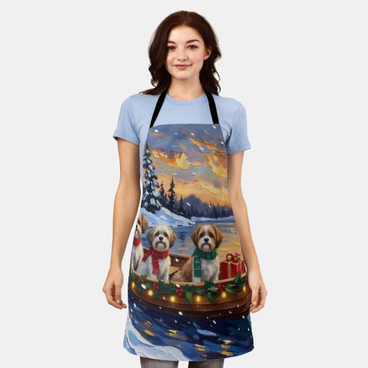Malti Tzu Christmas Boat Holiday エプロン (着用した状態)
