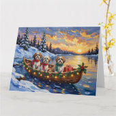 Malti Tzu Christmas Boat Holiday カード (黄色い花)