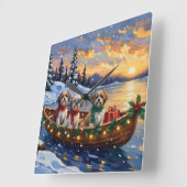 Malti Tzu Christmas Boat Holiday スクエア壁時計 (傾斜)