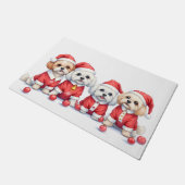 Malti Tzu Christmas Dress Santa Hat ドアマット (アングル)