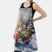 Malti-Tzu Christmas Red Truck Holiday エプロン (インサイチュ)