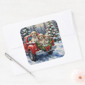 Malti-Tzu Christmas Red Truck Holiday スクエアシール (封筒)