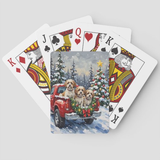 Malti-Tzu Christmas Red Truck Holiday トランプ (裏面)