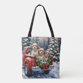Malti-Tzu Christmas Red Truck Holiday トートバッグ (裏面)