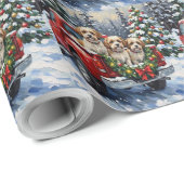 Malti-Tzu Christmas Red Truck Holiday ラッピングペーパー (ロールコーナー)