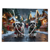 Malti Tzu Dogs Christmas Snow Holiday ラージペーパーバッグ (裏面)