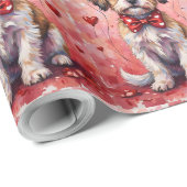 Malti Tzu Valentine Dog Sitting with Hearts Red ラッピングペーパー (ロールコーナー)