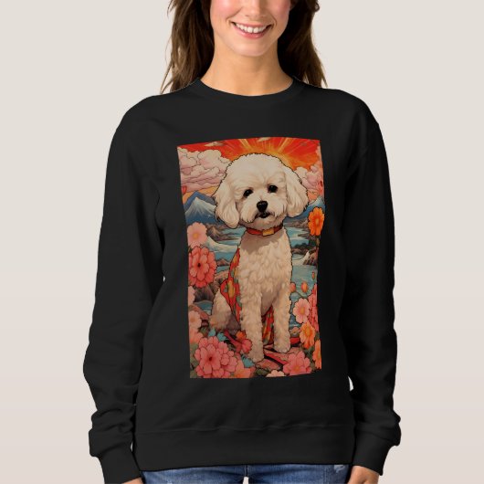 Maltipoo Dog Aesthetic Japanese Ukiyo e 2 スウェットシャツ (正面)