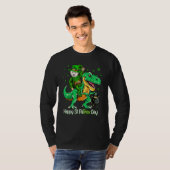 Maltipoo Riding Dinosaur Patricks Day Shamrock Tシャツ (正面フル)