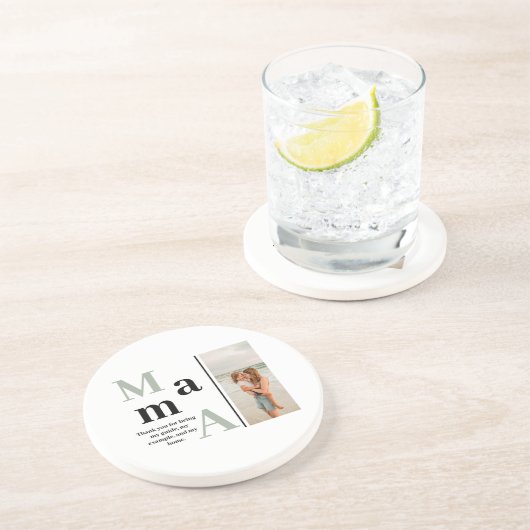 Mamaのカスタム写真とメッセージ砂岩コースター コースター (側面)
