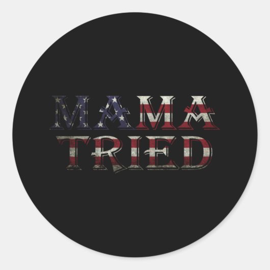 MamaカントリーミュージックリリックUSA国旗のレトロ ラウンドシール (正面)