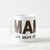 MAMAレオパード印刷パーソナライズされた文字マグ コーヒーマグカップ (正面左)