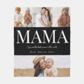 Mama白黒モデルタイポグラフィ4写真 フリースブランケット (正面)