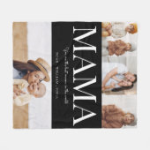 Mama白黒モデルタイポグラフィ4写真 フリースブランケット (正面(横))