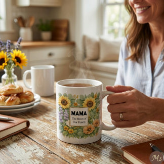 MAMA イエロー サンフラワー パープル ラベンダー 偽金  コーヒーマグカップ