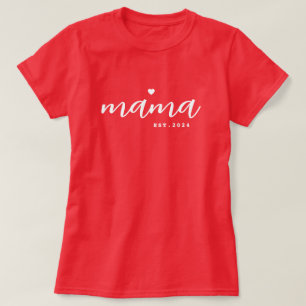Mama エレガント Script Established Date New Mother Tシャツ