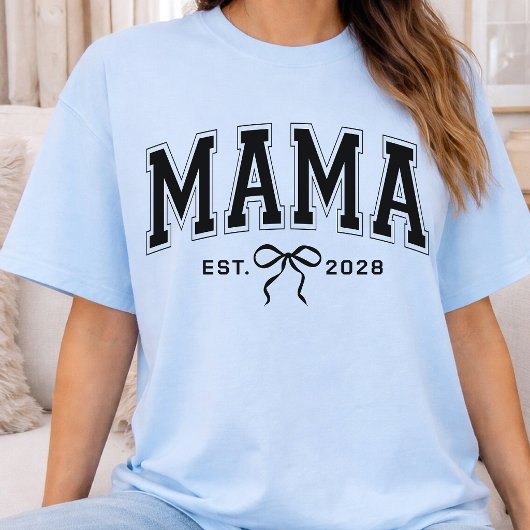 Mama | オーダーメイドのモダンママ妊娠発表Tシャツ Tシャツ