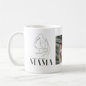Mama | シックなボヘミアン風フォント 3枚の写真入り コーヒーマグカップ (左)