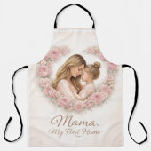 Mama — 私の初めての家 | 母と娘の花柄 エプロン (正面)