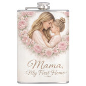 Mama — 私の初めての家 | 母と娘の花柄 フラスク (正面)