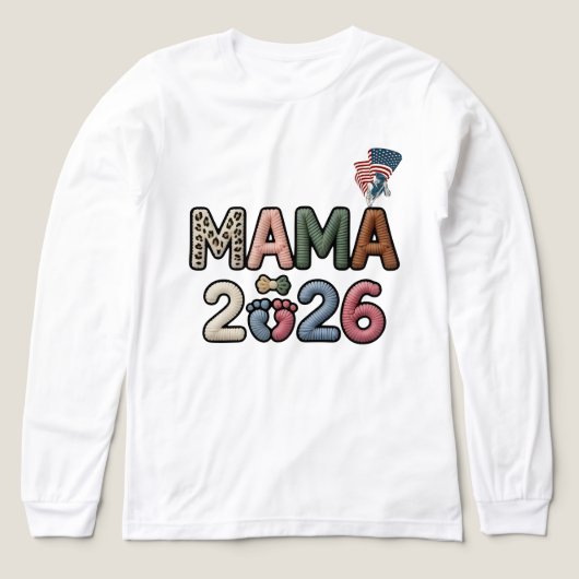 Mama 2026 Faux Baby Feet Pregnancy Reveal トライブレンドＴシャツ (デザイン正面)