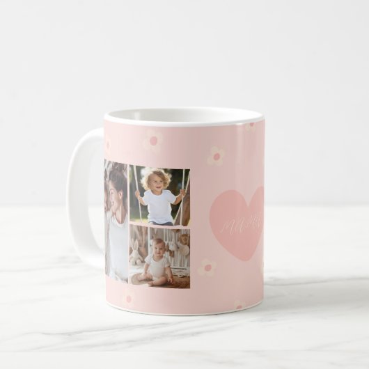 Mama 6 Photo パーソナライズされた Mother's Day Coffee Mug コーヒーマグカップ (正面左)