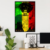 Mama Afro Africa Map Reggae Art Print ポスター (ホームオフィス)