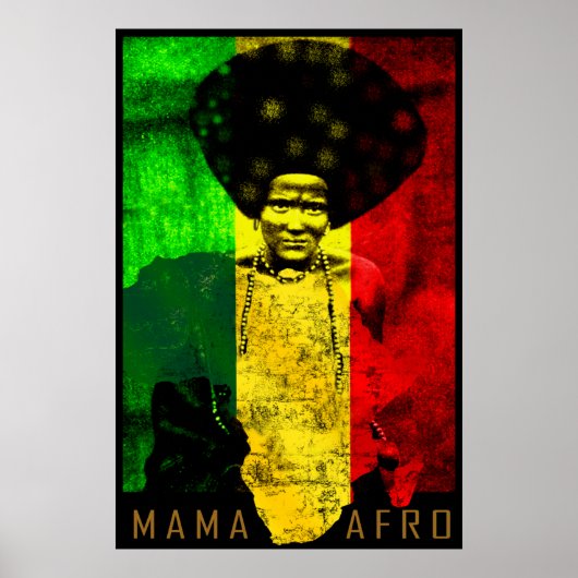 Mama Afro Africa Map Reggae Art Print ポスター (正面)