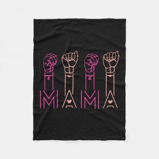 Mama American Sign Language Looer認識度サポート フリースブランケット (正面)