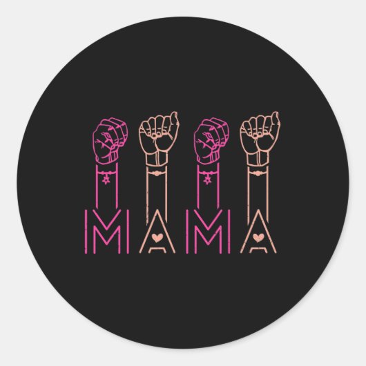 Mama American Sign Language Looer認識度サポート ラウンドシール (正面)