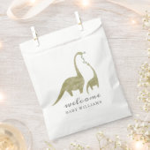 Mama and Baby Dinosaur Neutral Baby Shower フェイバーバッグ (クリップ留めされた状態)