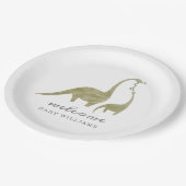 Mama and Baby Dinosaur Neutral Baby Shower ペーパープレート (アングル)