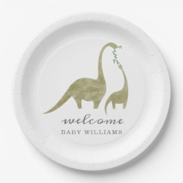 Mama and Baby Dinosaur Neutral Baby Shower ペーパープレート