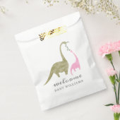 Mama and Baby Dinosaur Pink Baby Shower フェイバーバッグ (封をした状態)