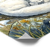 Mama Arctic Fox and Kits Nursery ポスター (角)