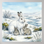 Mama Arctic Hare and Leverets Nursery ポスター (正面)