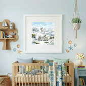Mama Arctic Hare and Leverets Nursery ポスター