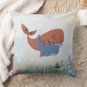 Mama & Baby Whale Throw Pillow クッション (ブランケット)
