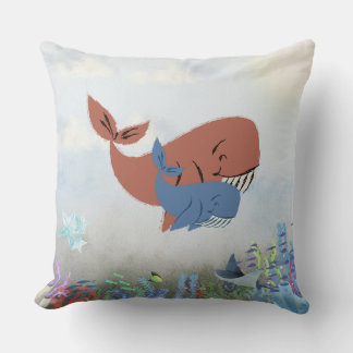Mama & Baby Whale Throw Pillow  クッション
